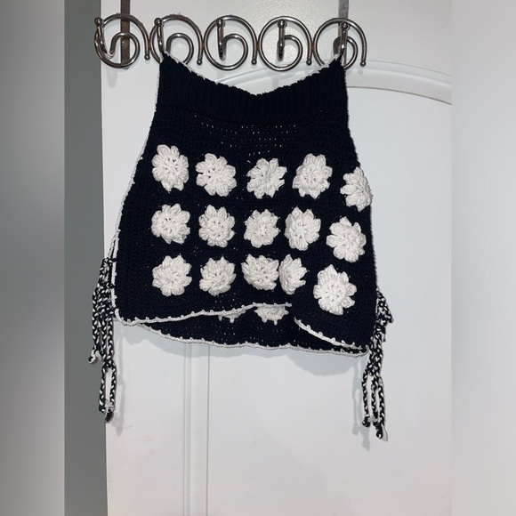 New!Tach Cassia Nazarene Black & White Granny Square Crochet Vest & Skirt Set🖤XS - Picture 15 of 16